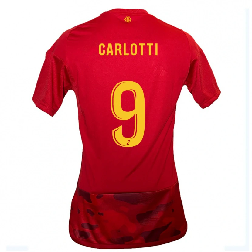 Danxen Pánské Fabio Carlotti #9 Červená Žlutá Domů Hráčské Dresy 2025/26 Dres