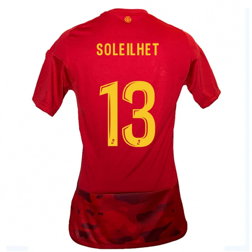 Danxen Pánské Alicia Soleilhet #13 Červená Žlutá Domů Hráčské Dresy 2025/26 Dres