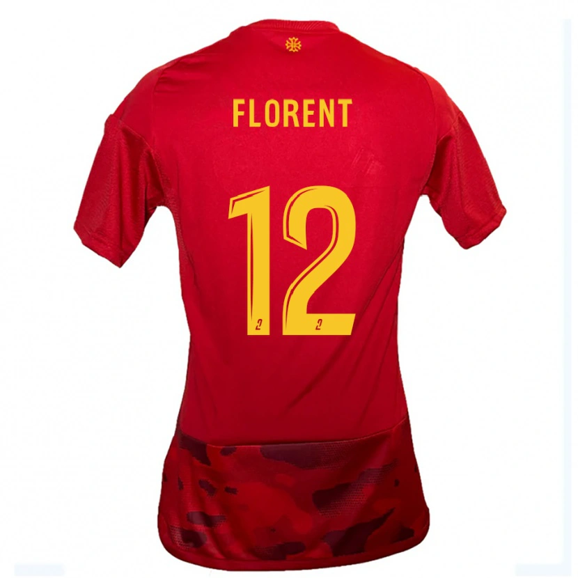 Danxen Pánské Valentin Florent #12 Červená Žlutá Domů Hráčské Dresy 2025/26 Dres