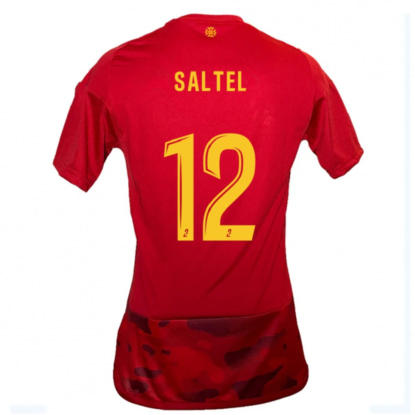 Danxen Pánské Maëlle Saltel #12 Červená Žlutá Domů Hráčské Dresy 2025/26 Dres