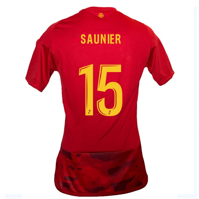 Danxen Pánské Océane Saunier #15 Červená Žlutá Domů Hráčské Dresy 2025/26 Dres