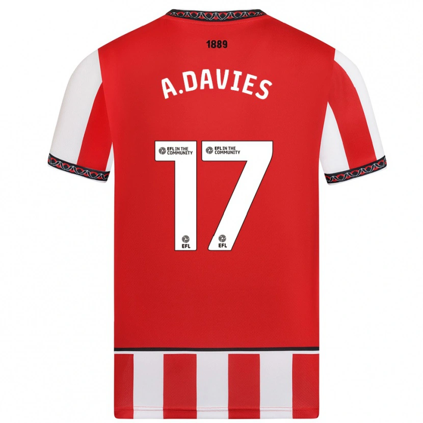 Danxen Dámské Adam Davies #17 Červená Bílá Domů Hráčské Dresy 2025/26 Dres