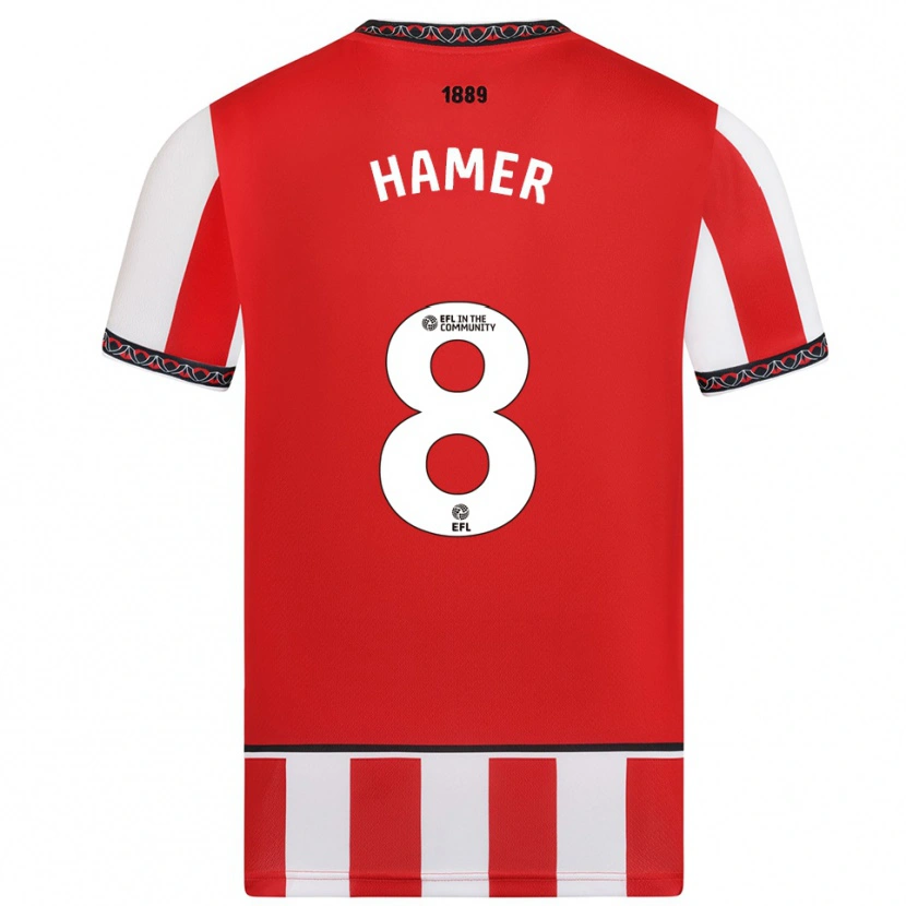 Danxen Dámské Gustavo Hamer #8 Červená Bílá Domů Hráčské Dresy 2025/26 Dres
