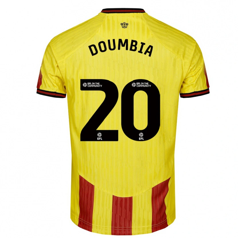 Danxen Dámské Mamadou Doumbia #20 Žlutá Červená Domů Hráčské Dresy 2025/26 Dres