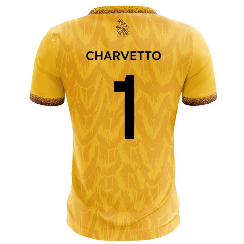 Danxen Dámské Michael Charvetto #1 Žlutá Hnědá Domů Hráčské Dresy 2025/26 Dres