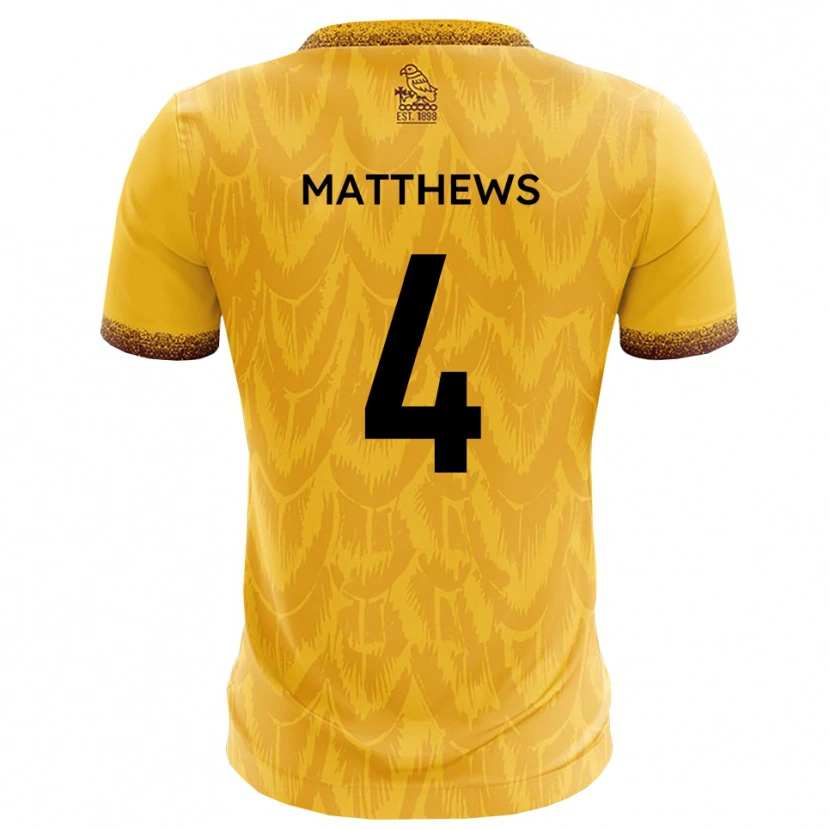 Danxen Dámské Anton Matthews #4 Žlutá Hnědá Domů Hráčské Dresy 2025/26 Dres