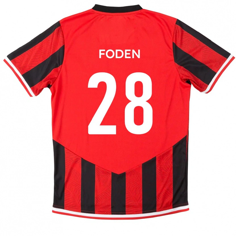 Danxen Dámské Daniel Foden #28 Červená Černá Domů Hráčské Dresy 2025/26 Dres