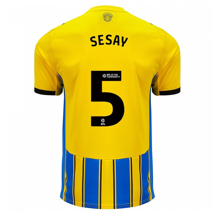 Danxen Dámské Moses Sesay #5 Modrá Žlutá Daleko Hráčské Dresy 2025/26 Dres