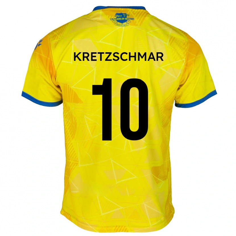 Danxen Dámské Max Kretzschmar #10 Žlutá Modrá Daleko Hráčské Dresy 2025/26 Dres