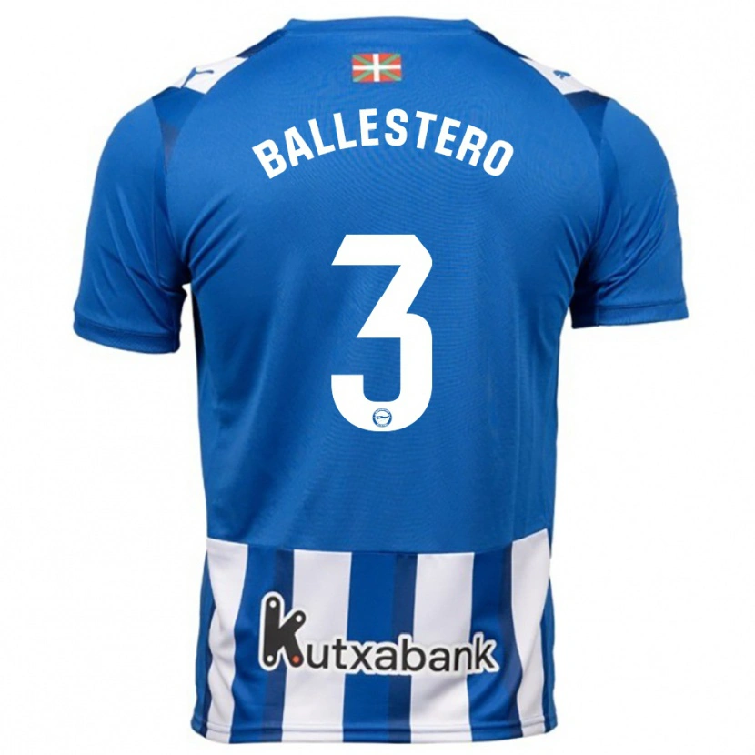 Danxen Dětské Carlos Ballestero #3 Modrá Bílá Domů Hráčské Dresy 2025/26 Dres