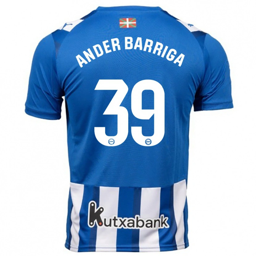 Danxen Dětské Jon Ander Barriga #39 Modrá Bílá Domů Hráčské Dresy 2025/26 Dres
