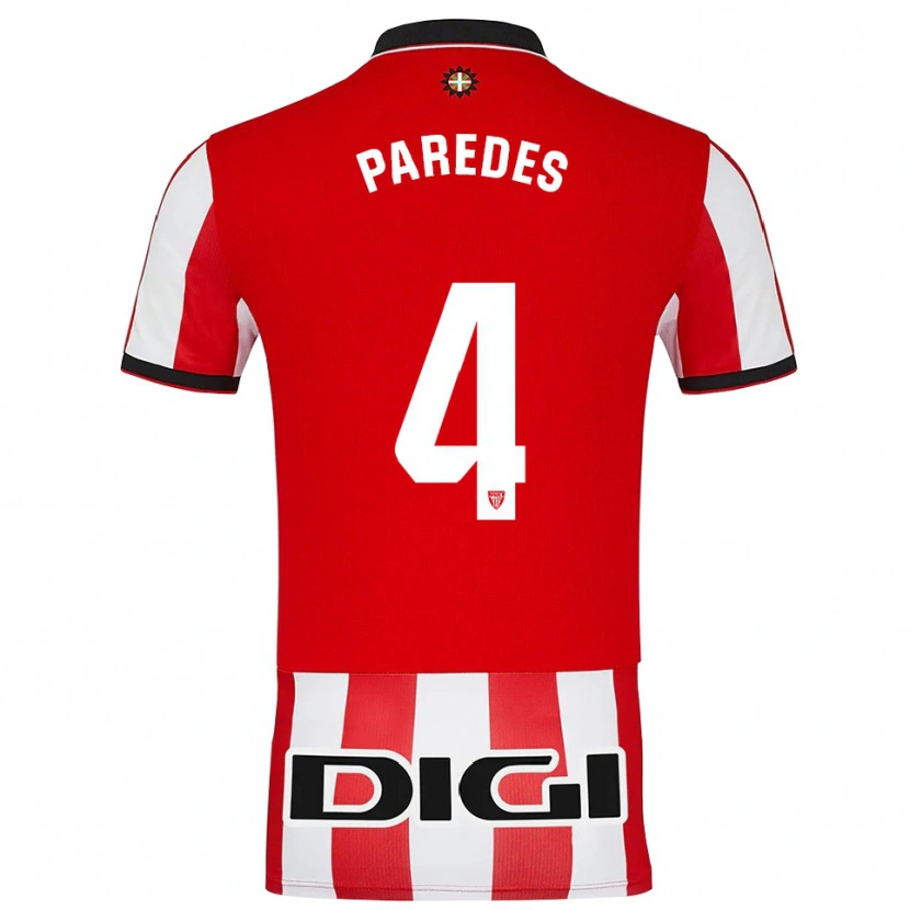 Danxen Dětské Aitor Paredes #4 Červená Bílá Domů Hráčské Dresy 2025/26 Dres