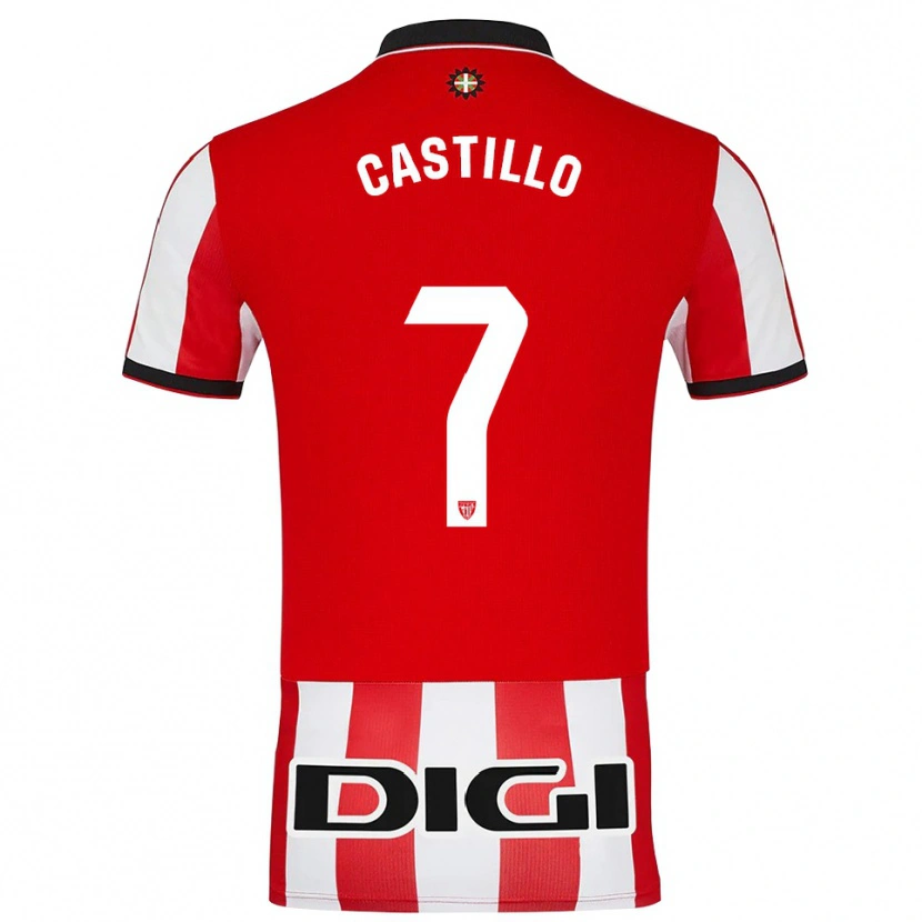 Danxen Dětské Unai Castillo #7 Červená Bílá Domů Hráčské Dresy 2025/26 Dres