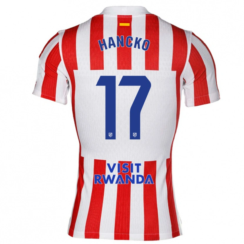 Danxen Dětské Dávid Hancko #17 Červená Bílá Domů Hráčské Dresy 2025/26 Dres