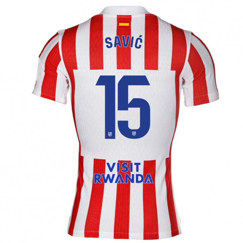 Danxen Dětské Stefan Savic #15 Červená Bílá Domů Hráčské Dresy 2025/26 Dres