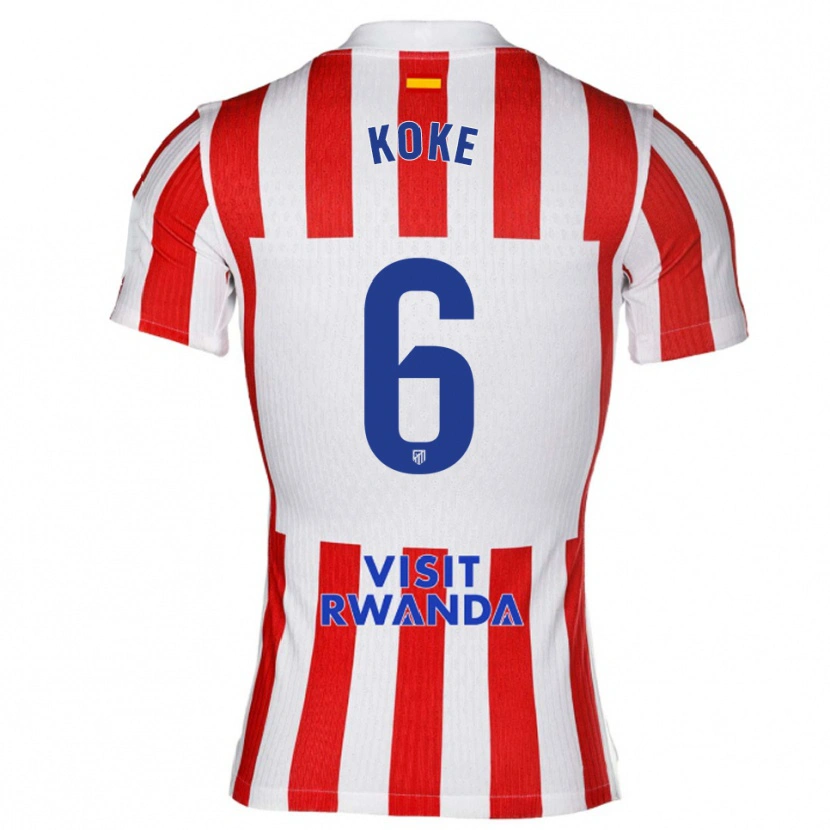 Danxen Dětské Koke #6 Červená Bílá Domů Hráčské Dresy 2025/26 Dres