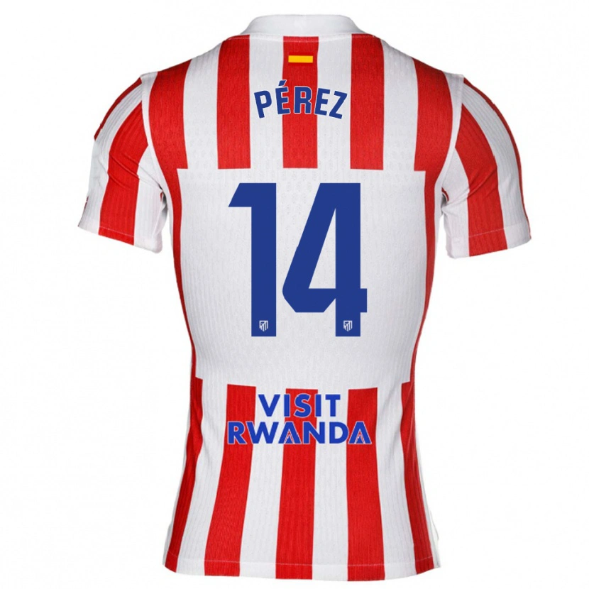 Danxen Dětské Diego Pérez #14 Červená Bílá Domů Hráčské Dresy 2025/26 Dres