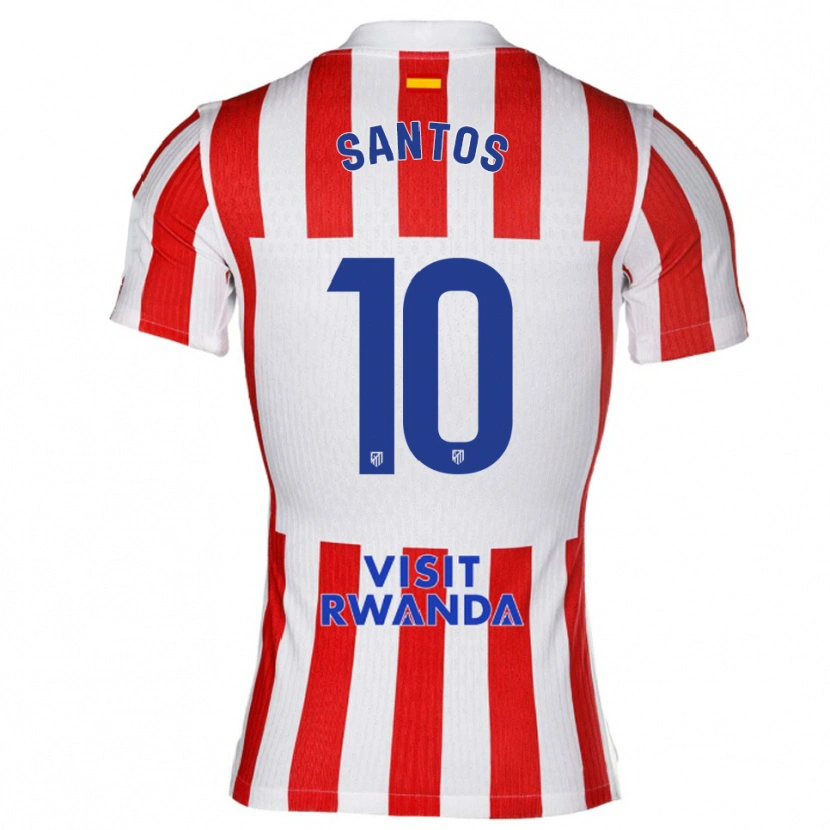 Danxen Dětské Leicy Santos #10 Červená Bílá Domů Hráčské Dresy 2025/26 Dres