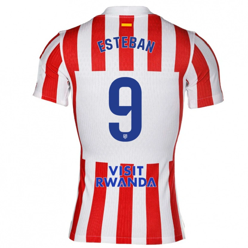 Danxen Dětské Sergio Esteban #9 Červená Bílá Domů Hráčské Dresy 2025/26 Dres