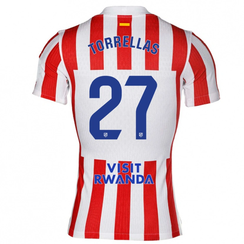Danxen Dětské Óscar Torrellas #27 Červená Bílá Domů Hráčské Dresy 2025/26 Dres