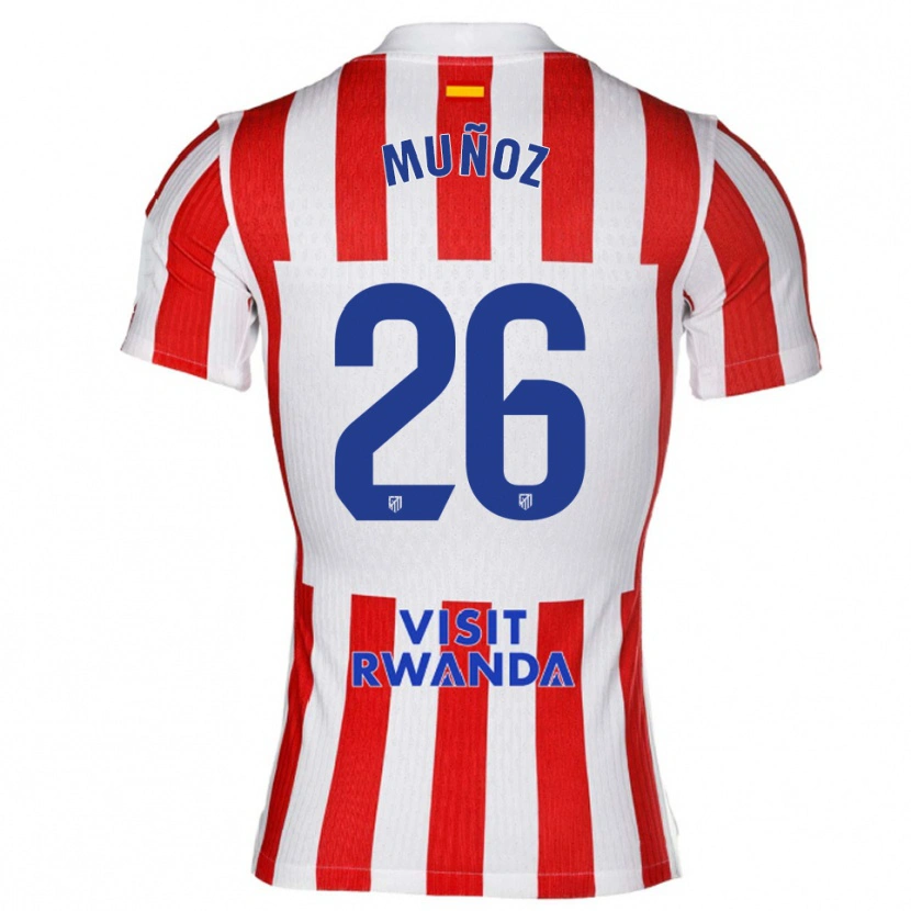 Danxen Dětské Izan Muñoz #26 Červená Bílá Domů Hráčské Dresy 2025/26 Dres