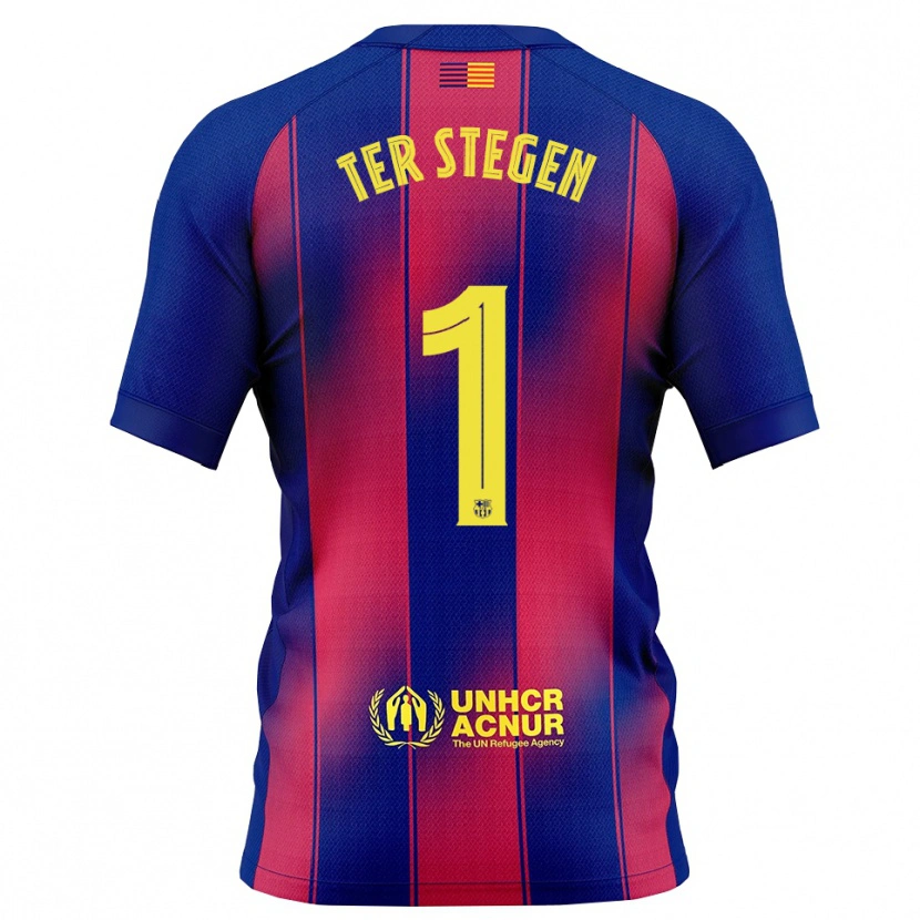 Danxen Dětské Marc-André Ter Stegen #1 Modrá Červená Domů Hráčské Dresy 2025/26 Dres