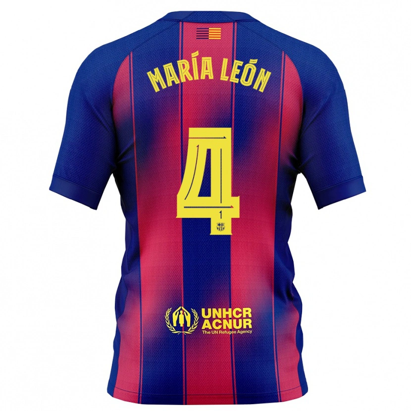 Danxen Dětské María Pilar León #4 Modrá Červená Domů Hráčské Dresy 2025/26 Dres