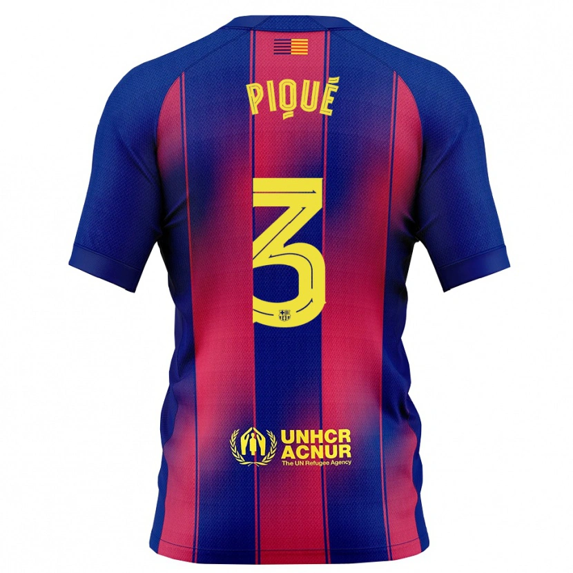 Danxen Dětské Gerard Pique #3 Modrá Červená Domů Hráčské Dresy 2025/26 Dres