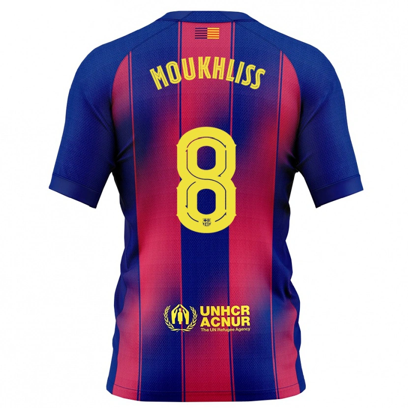 Danxen Dětské Moha Moukhliss #8 Modrá Červená Domů Hráčské Dresy 2025/26 Dres