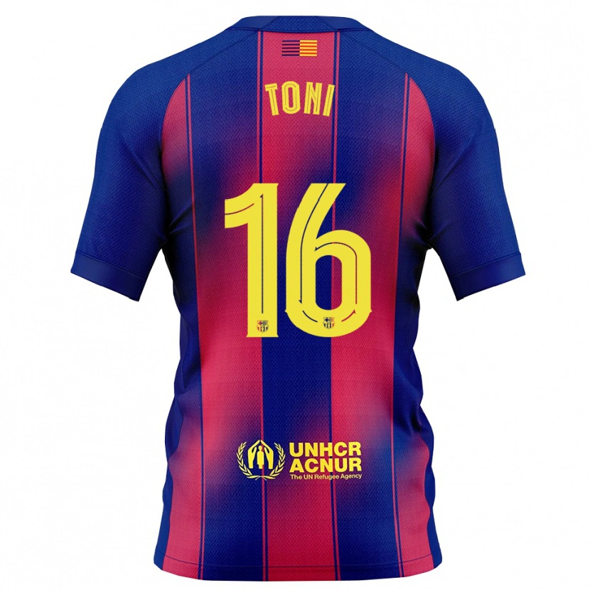 Danxen Dětské Toni Fernández #16 Modrá Červená Domů Hráčské Dresy 2025/26 Dres