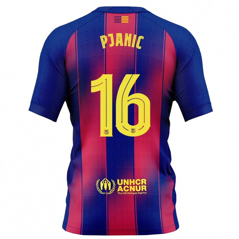 Danxen Dětské Miralem Pjanic #16 Modrá Červená Domů Hráčské Dresy 2025/26 Dres