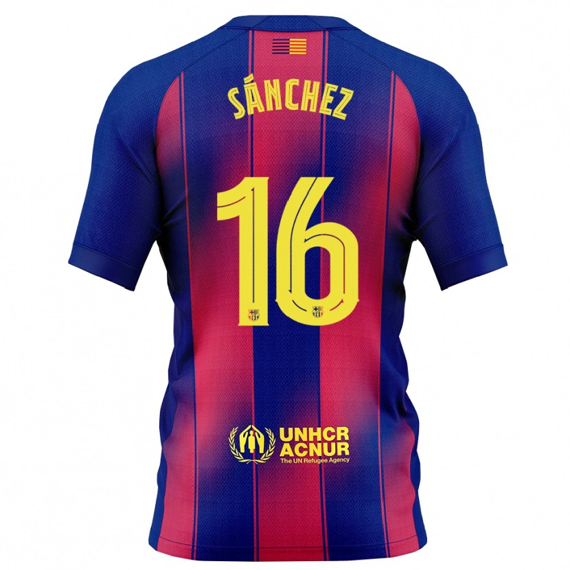 Danxen Dětské Edu Sánchez #16 Modrá Červená Domů Hráčské Dresy 2025/26 Dres
