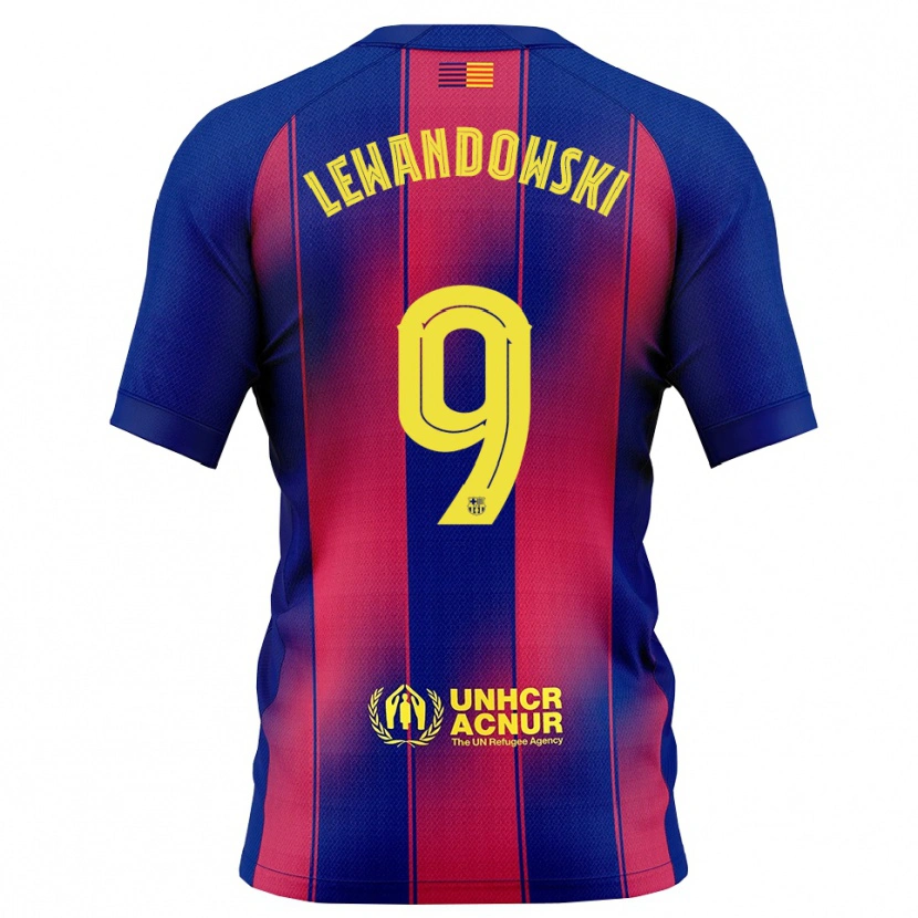 Danxen Dětské Robert Lewandowski #9 Modrá Červená Domů Hráčské Dresy 2025/26 Dres