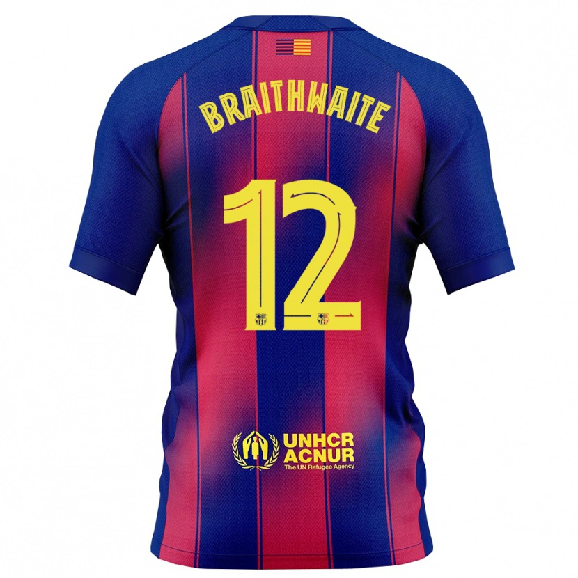 Danxen Dětské Martin Braithwaite #12 Modrá Červená Domů Hráčské Dresy 2025/26 Dres