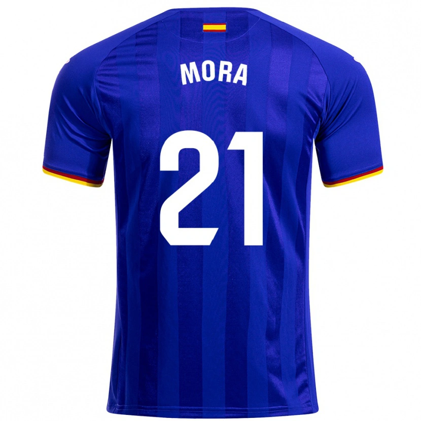 Danxen Dětské Adrià Mora #21 Modrá Červená Žlutá Domů Hráčské Dresy 2025/26 Dres