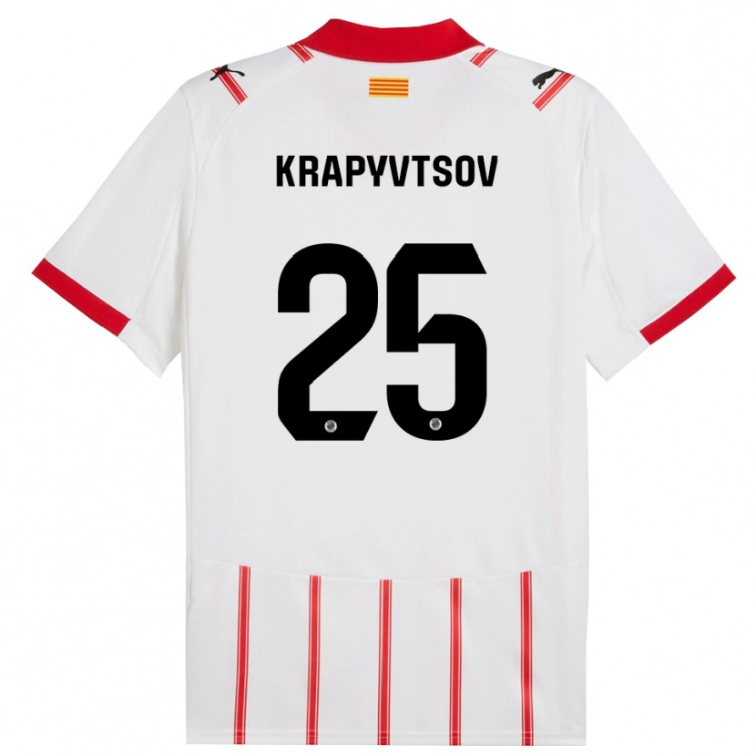 Danxen Dětské Vladyslav Krapyvtsov #25 Bílá Červená Domů Hráčské Dresy 2025/26 Dres