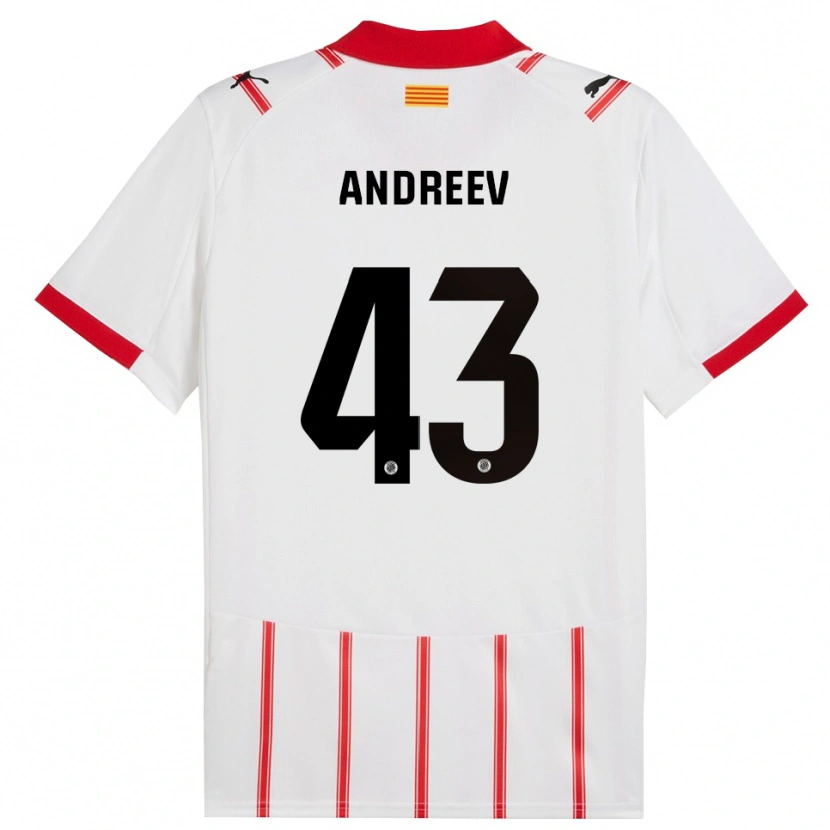 Danxen Dětské Aleksandar Andreev #43 Bílá Červená Domů Hráčské Dresy 2025/26 Dres