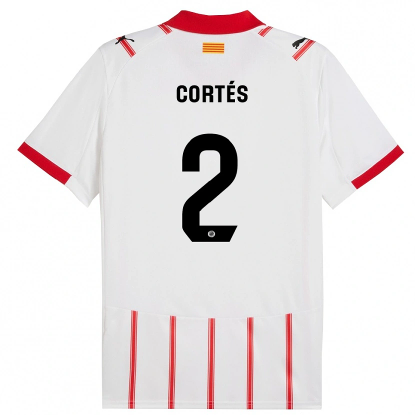 Danxen Dětské Sergio Cortés #2 Bílá Červená Domů Hráčské Dresy 2025/26 Dres