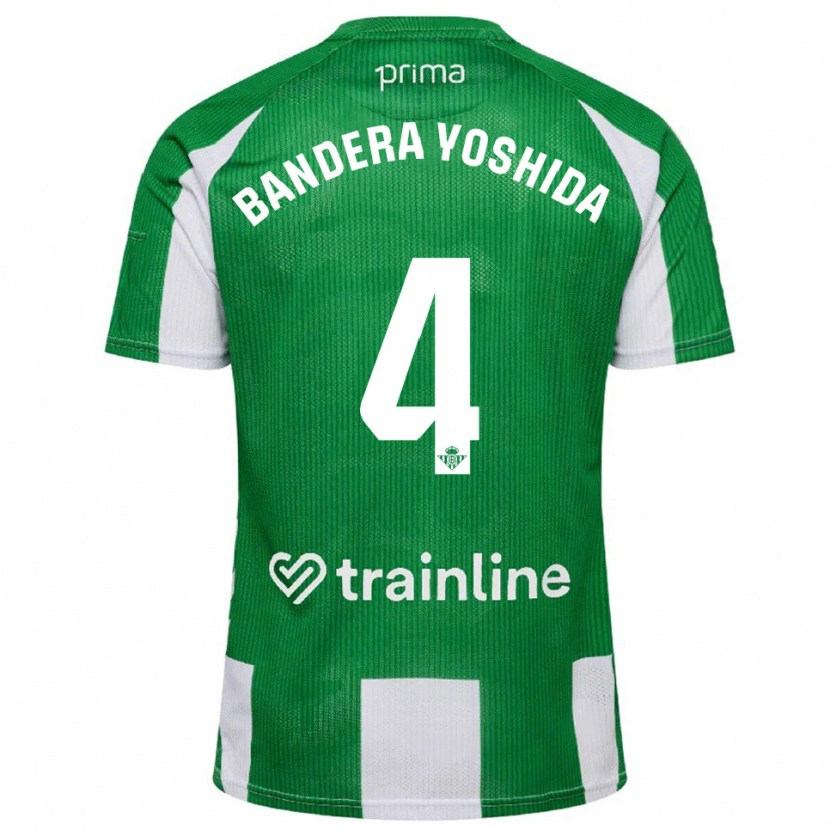 Danxen Dětské Kenta Bandera Yoshida #4 Zelená Bílá Domů Hráčské Dresy 2025/26 Dres