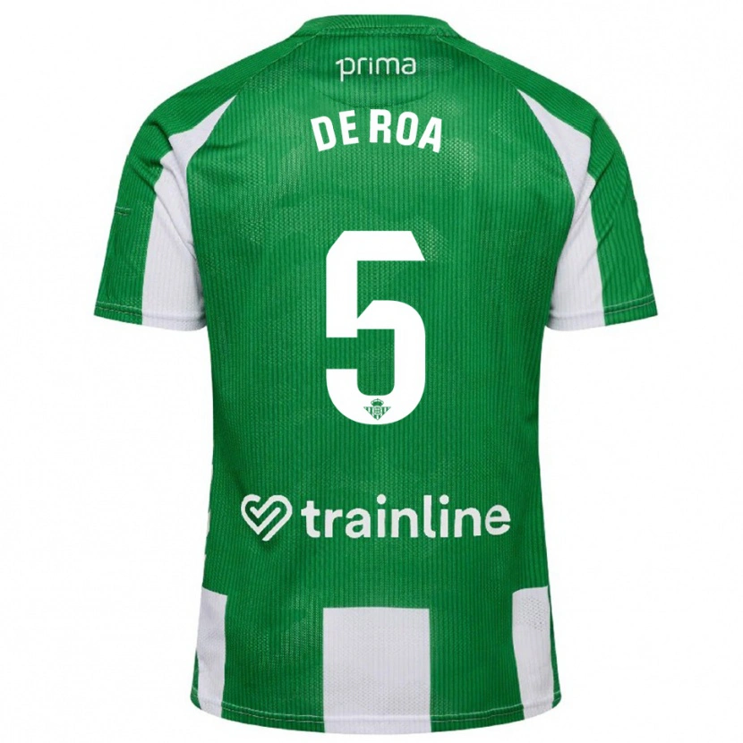 Danxen Dětské Carlos De Roa #5 Zelená Bílá Domů Hráčské Dresy 2025/26 Dres