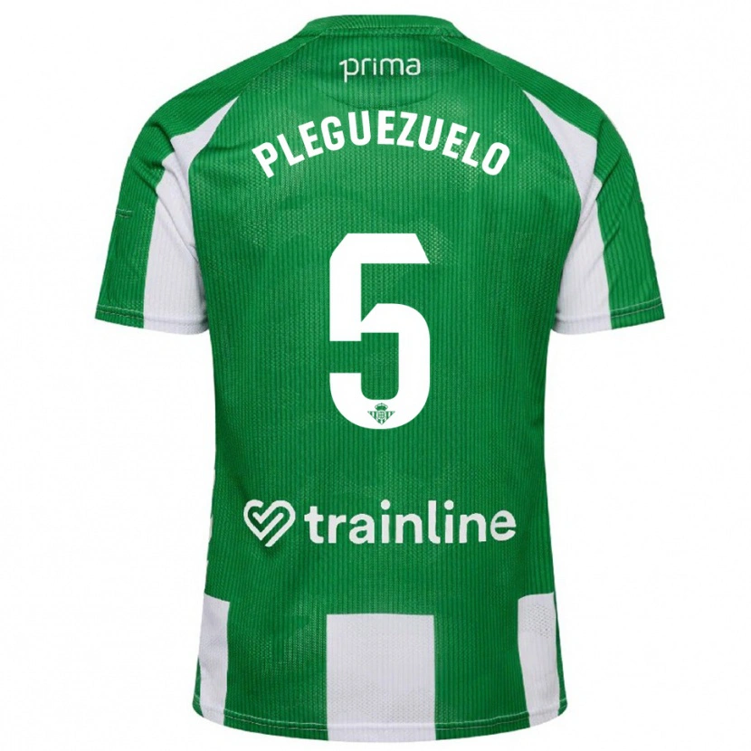 Danxen Dětské Xavi Pleguezuelo #5 Zelená Bílá Domů Hráčské Dresy 2025/26 Dres