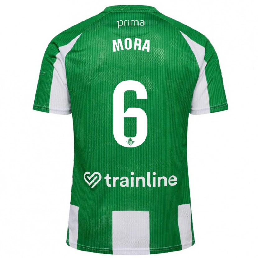 Danxen Dětské Marcos Mora #6 Zelená Bílá Domů Hráčské Dresy 2025/26 Dres
