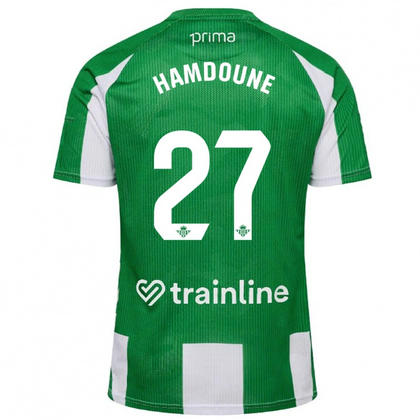 Danxen Dětské Mohamed Hamdoune #27 Zelená Bílá Domů Hráčské Dresy 2025/26 Dres