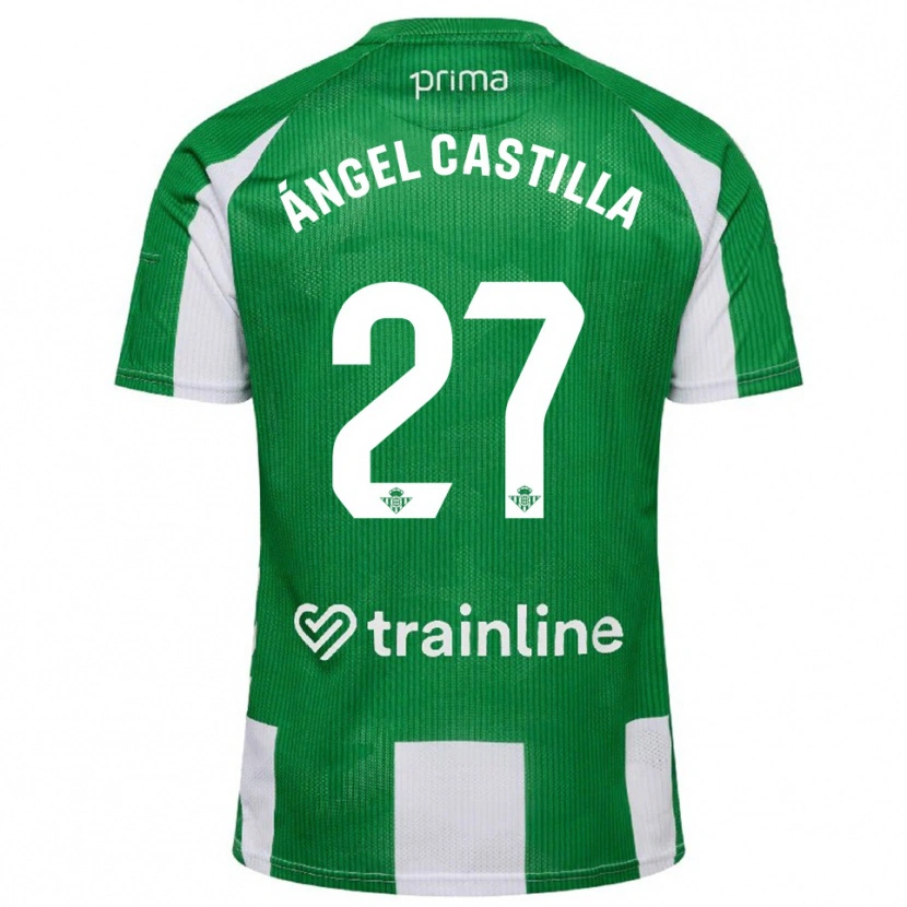 Danxen Dětské Miguel Ángel Castilla #27 Zelená Bílá Domů Hráčské Dresy 2025/26 Dres