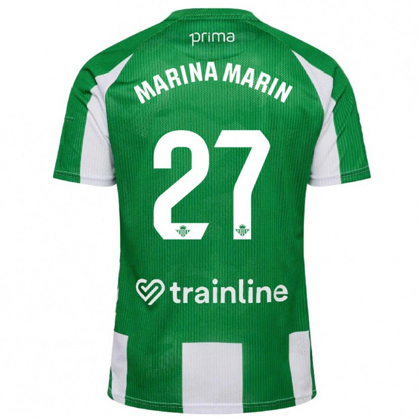 Danxen Dětské Marina Marín #27 Zelená Bílá Domů Hráčské Dresy 2025/26 Dres