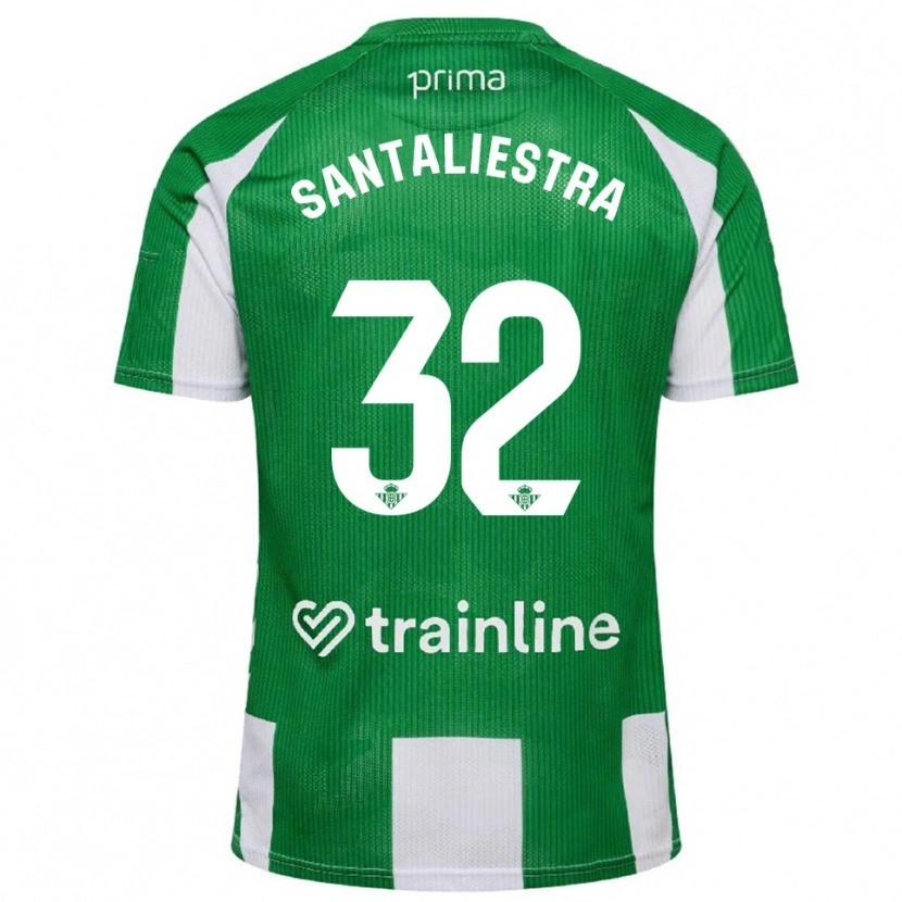 Danxen Dětské Carla Santaliestra #32 Zelená Bílá Domů Hráčské Dresy 2025/26 Dres