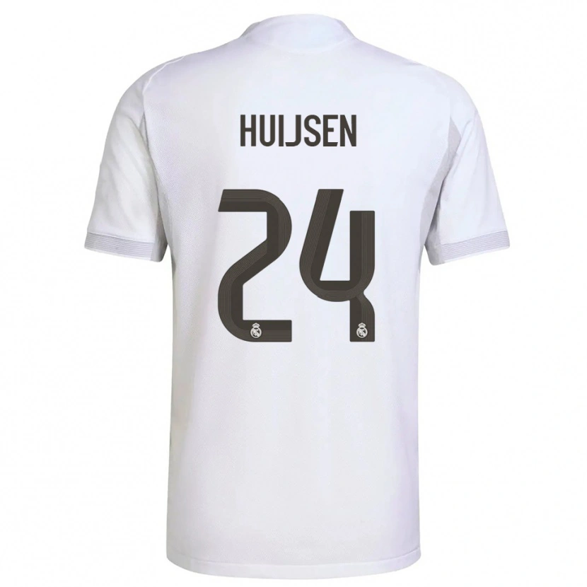 Danxen Dětské Dean Huijsen #24 Bílá Žlutá Domů Hráčské Dresy 2025/26 Dres