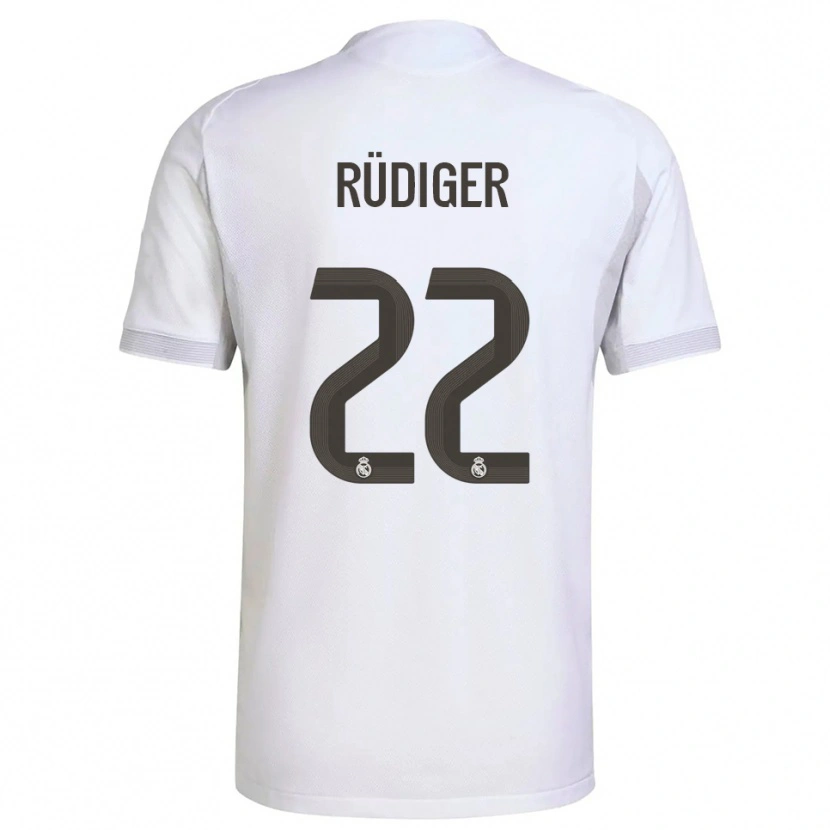 Danxen Dětské Antonio Rüdiger #22 Bílá Žlutá Domů Hráčské Dresy 2025/26 Dres