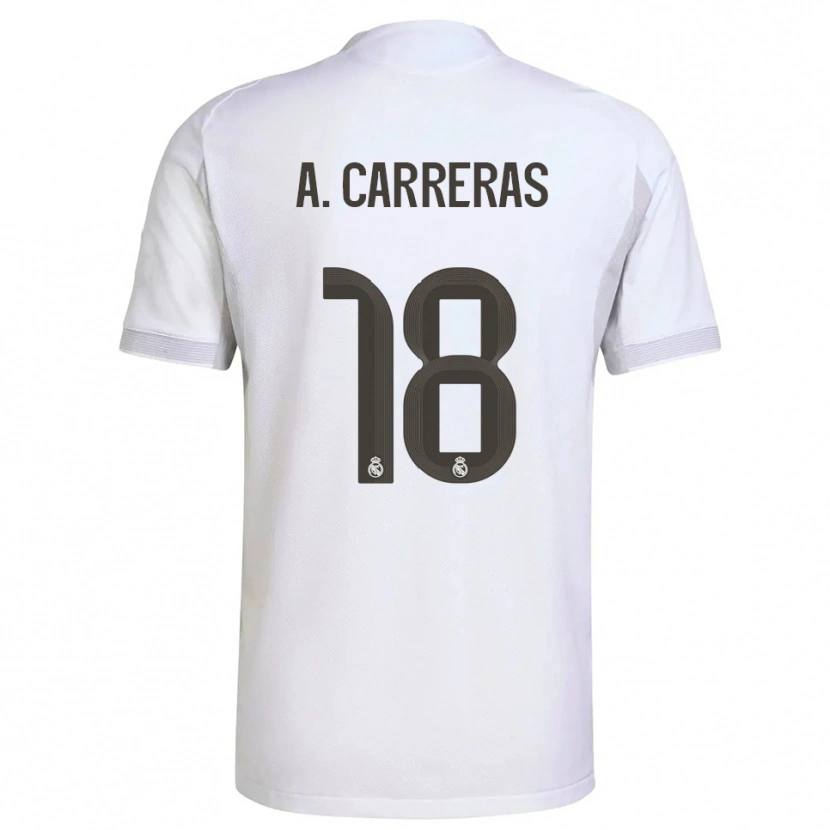 Danxen Dětské Álvaro Carreras #18 Bílá Žlutá Domů Hráčské Dresy 2025/26 Dres