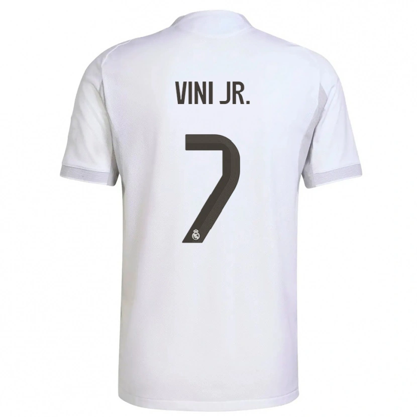 Danxen Dětské Vinicius Junior #7 Bílá Žlutá Domů Hráčské Dresy 2025/26 Dres